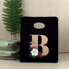 Initial Letter Print Cooler Lunch Bag Insulated Bento Box Tot