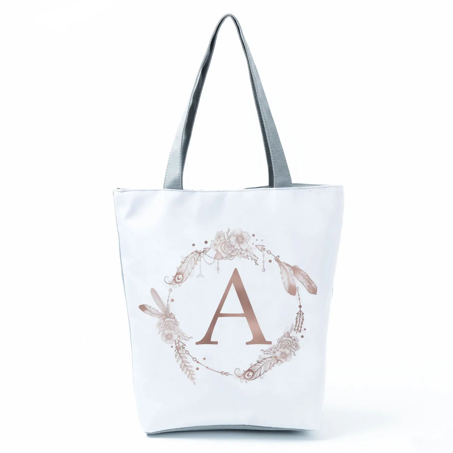 Initials Print Women's Tote Bag High Capacity Ladies Shopping Bag