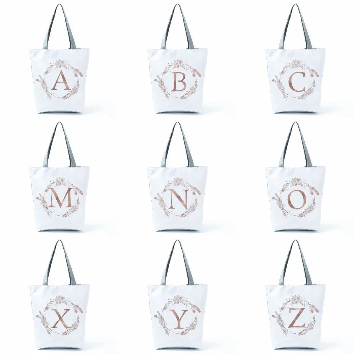 Initials Print Women's Tote Bag High Capacity Ladies Shopping Bag