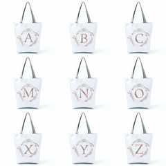 Initials Print Women's Tote Bag High Capacity Ladies Shopping Bag