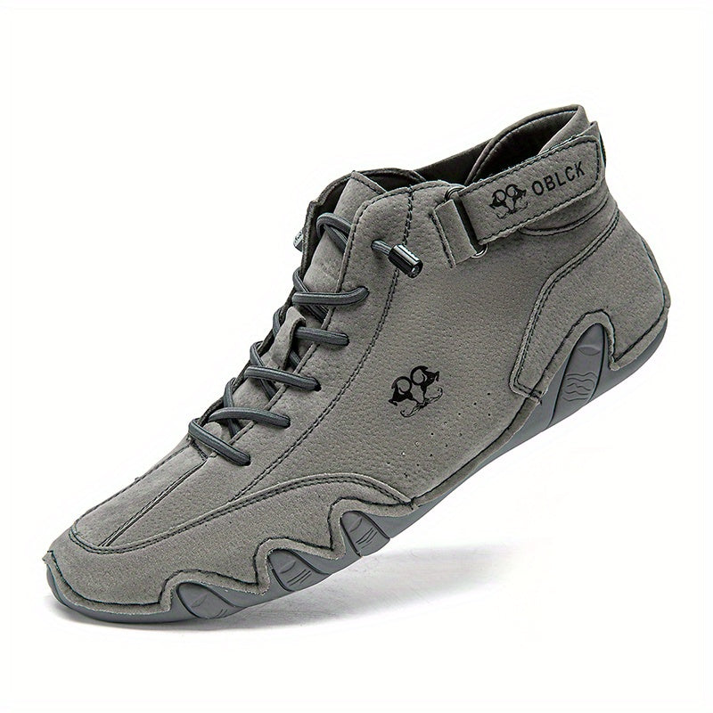Men's Lace up Boots Casual Walking Shoes Velcro Closure