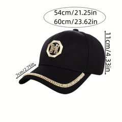 Rhinestone M Label Baseball Cap Hip Hop Sun Hat Adjustable Golf Sports Dad Hats