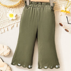 Girls Bell Bottomed Pants High Waisted Loose Fit