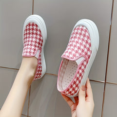 Women's Houndstooth Canvas Slip On Outdoor Shoes