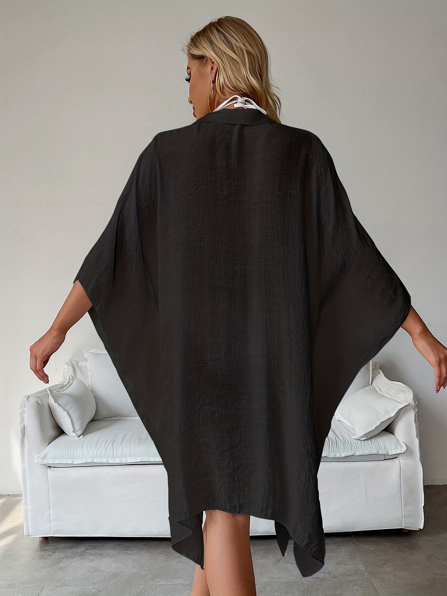 Vacay Kimono Women Plus Semi Sheer Beachwear Cover Up