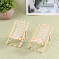 1pc Folding Lounge Chair Recycled Wood & Fabric for 1:12 1:6 Dollhouse Furniture
