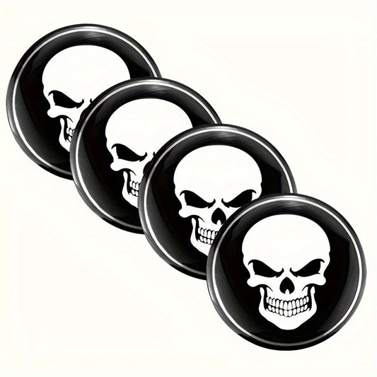 4pcs Skeleton Skull Car Wheel Center Hub Cap Stickers 56mm Car Accessories
