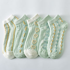 5 Pairs 3D Textured Low Cut Socks Women's Stockings