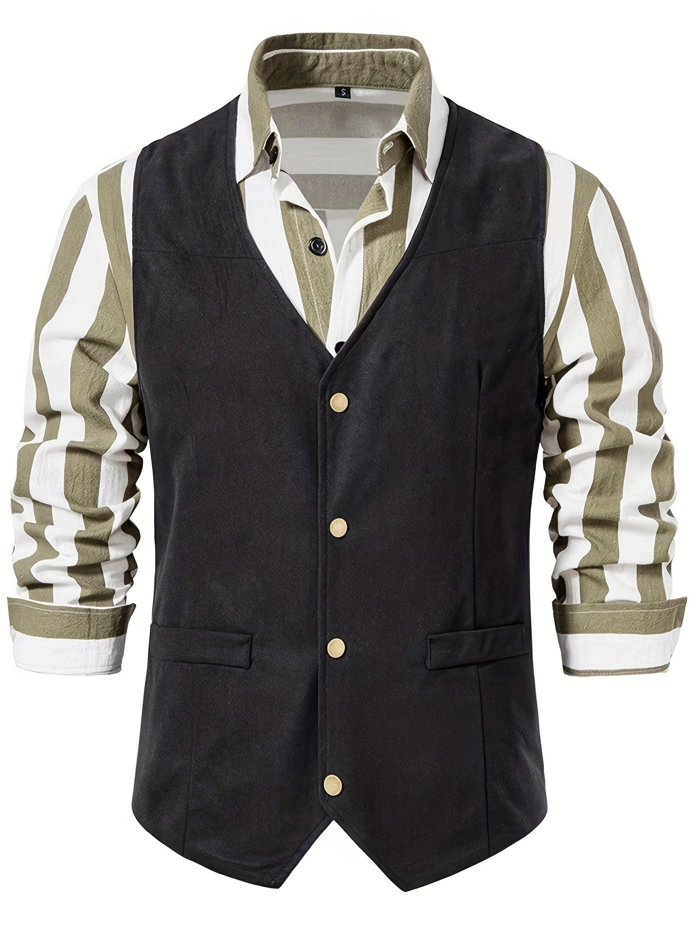 Men's Casual Slim Fit Western Vest Jacket V Neck Sleeveless Waistcoat