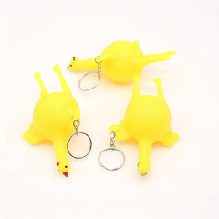 Funny Egg-Laying Chicken Keychains, Antistress Squishy Toys for Kids