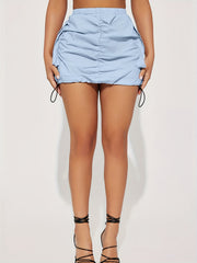 Pleated Cargo Mini Skirt for Women Spring Summer