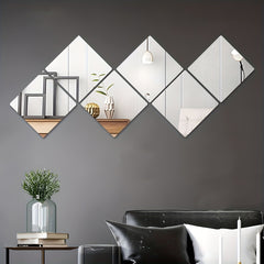 6pcs 3D Acrylic Square Mirror Wall Stickers