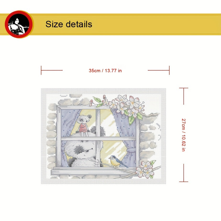 Small Panda Bird Window Cross Stitch Kit Embroidery DIY Handwork Set