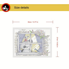 Small Panda Bird Window Cross Stitch Kit Embroidery DIY Handwork Set