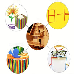 200 Pack 3D Wooden Matchsticks DIY Craft Set
