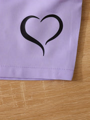 Toddler Girls Heart Graphic Paperbag Waist Sports Track Shorts