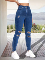 High Waist Ripped Skinny Fit Jeans