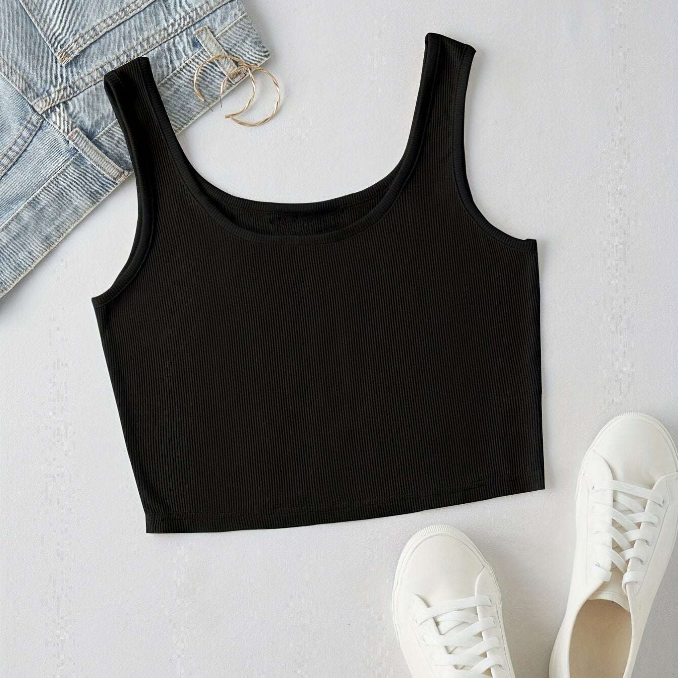 Rib Knit Crop Top Stretchy Tank