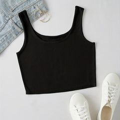 Rib Knit Crop Top Stretchy Tank
