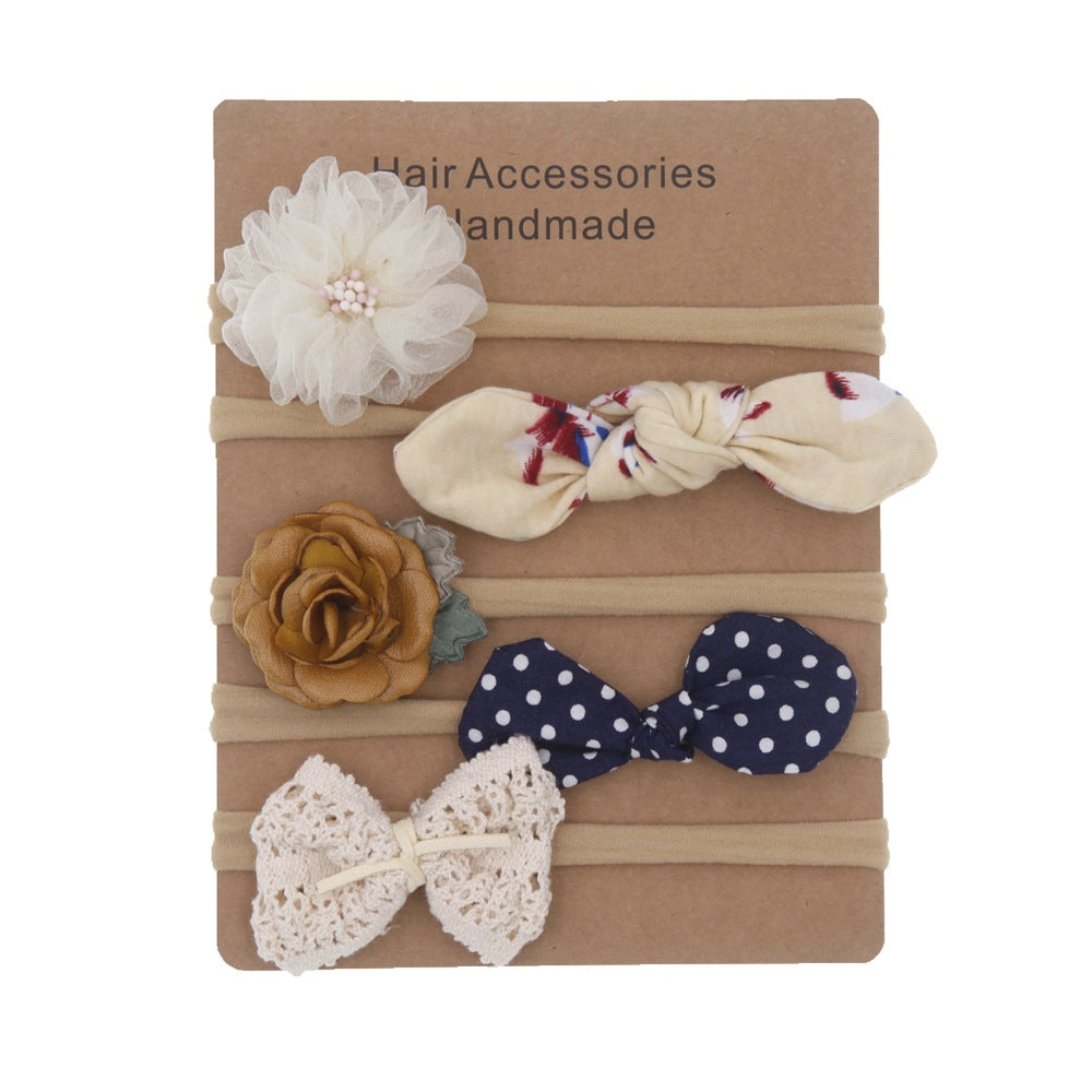 Baby Girls Mesh Flower Bow Headband Soft Nylon Hair Accessories Set
