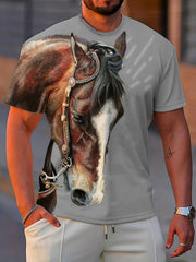 Men's Horse Graphic T Shirt 3D Print Active Stretch Short Sleeve Tee