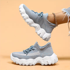 Women's Mesh Chunky Sneakers Lace Up Running Shoes Comfortable Sock Sneakers