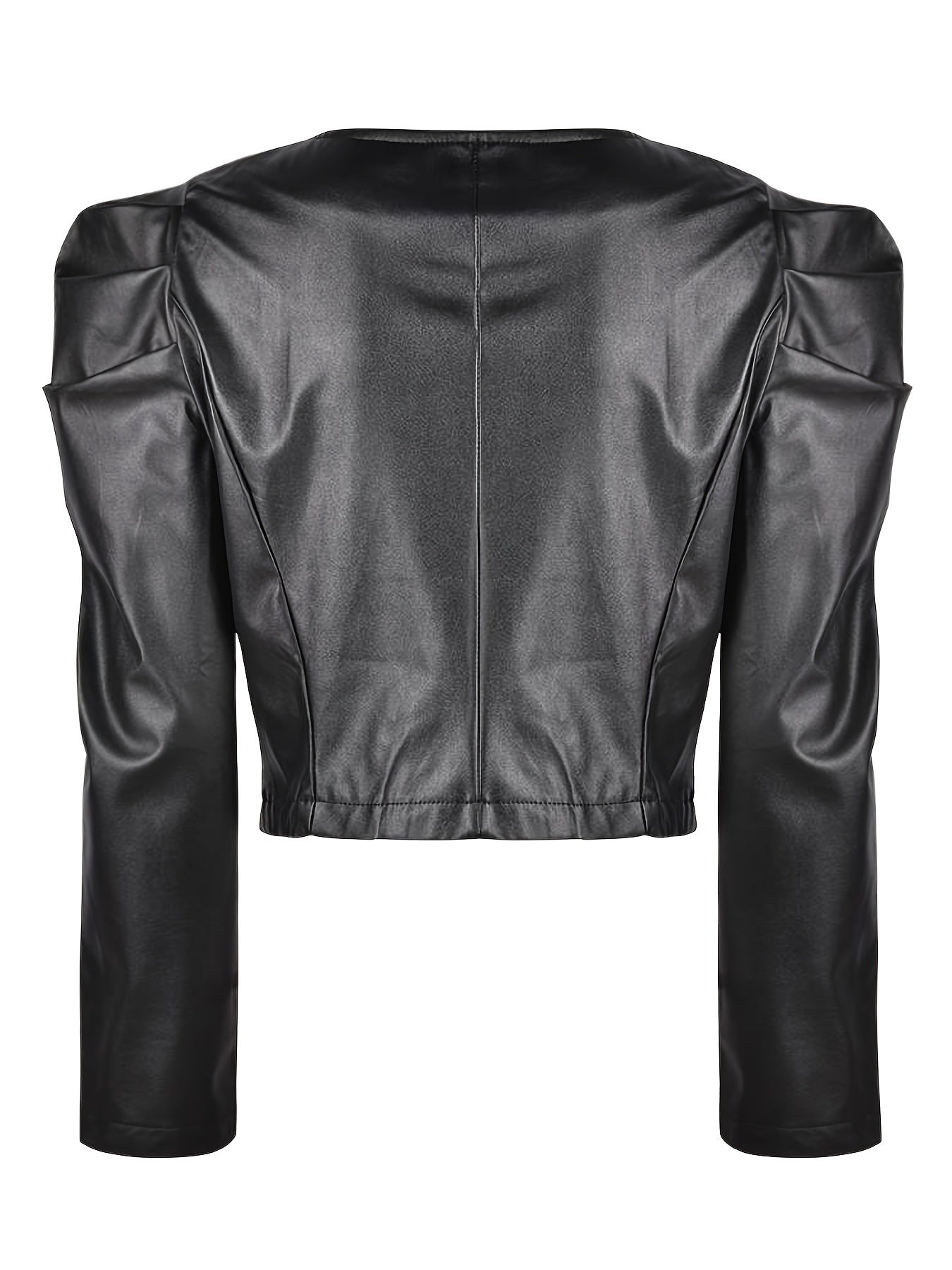 Casual Faux Leather Jacket Lapel PU Long Sleeve Loose