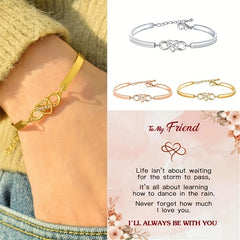 Heart Infinity CZ Bangle Bracelet w/Gift Card