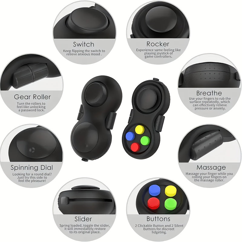 Fidget Controller Stress Relief Toy with Colorful Buttons for Relax & Focus