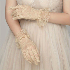 Lace Floral Gloves Elastic Breathable Bridal Gloves