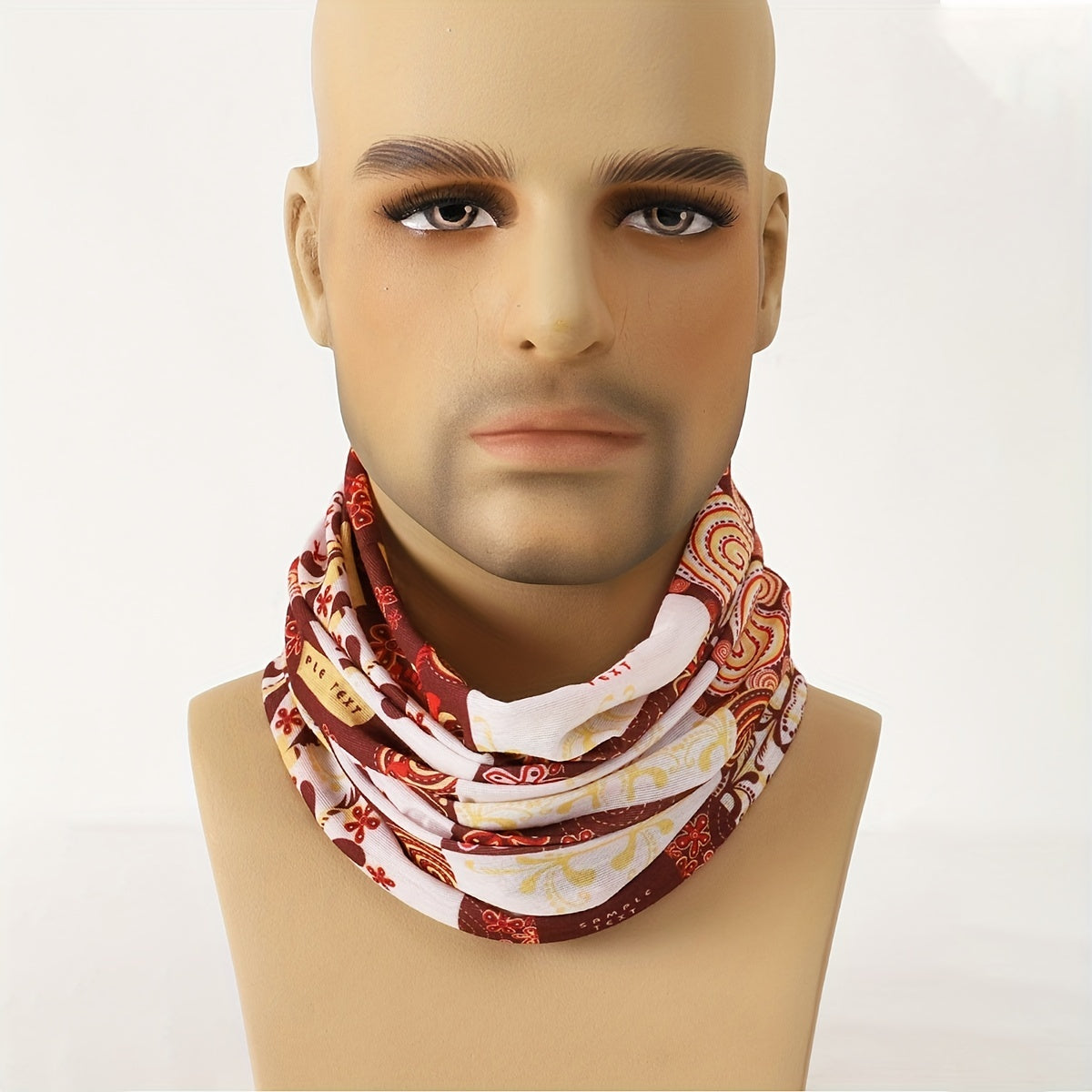 Light Brown Men's Printed Cycling Neck Gaiter