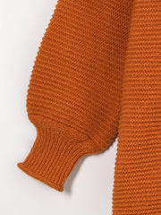 V Neck Solid Ribbed Long Sleeve Sweater