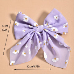 Sweet Chiffon Bow & Daisy Hair Clips