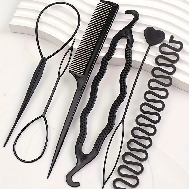 6pcs Hair Styling Tool Set Hair Braider Comb Hairpins Accessories