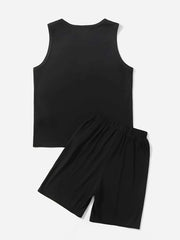 Boys NY Letter Graphic Tank Top & Shorts Set Kids Summer Clothes