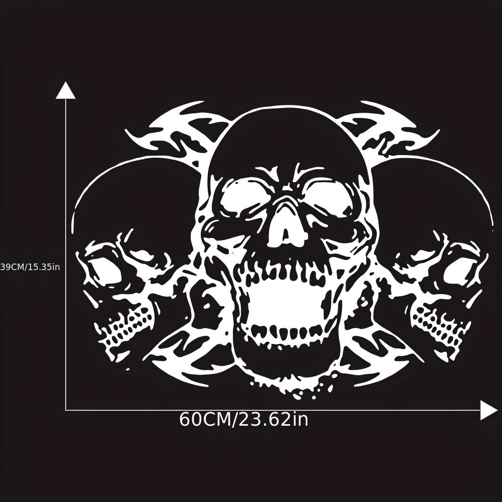 Three Skull Head Hood Car Stickers Door Body Halloween Vinyl Decals