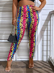 Plus Ombre Leopard Print High Rise Skinny Leggings