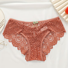 Floral Lace Bow Tie Briefs Women's Lingerie