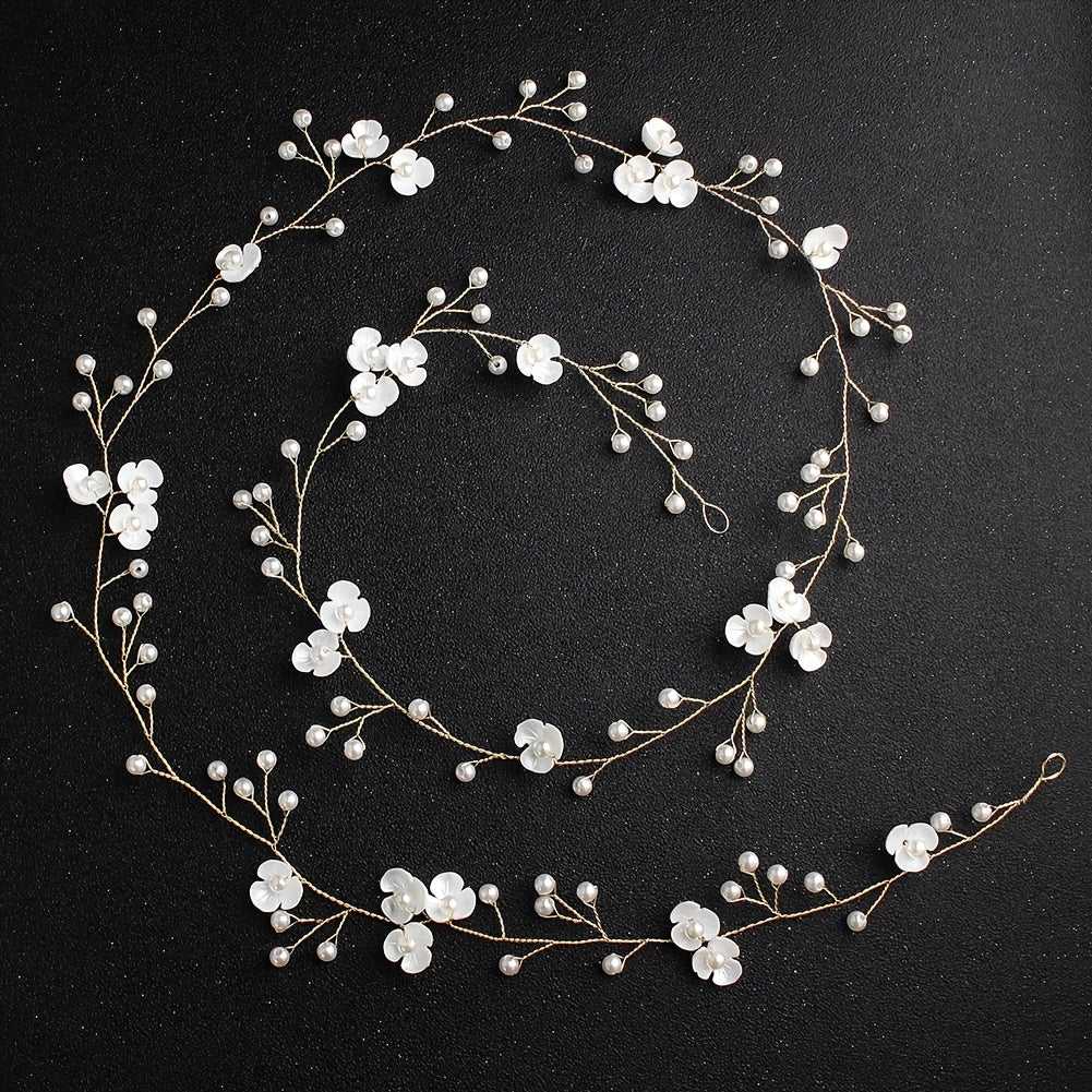 Pearl Bridal Hair Vine Headband Flower Hair Piece