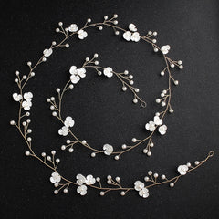 Pearl Bridal Hair Vine Headband Flower Hair Piece