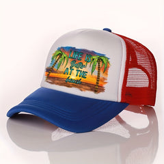 Summer Multicolor Hat Sunset Beach Print Hat For Men Men's Peaked Cap