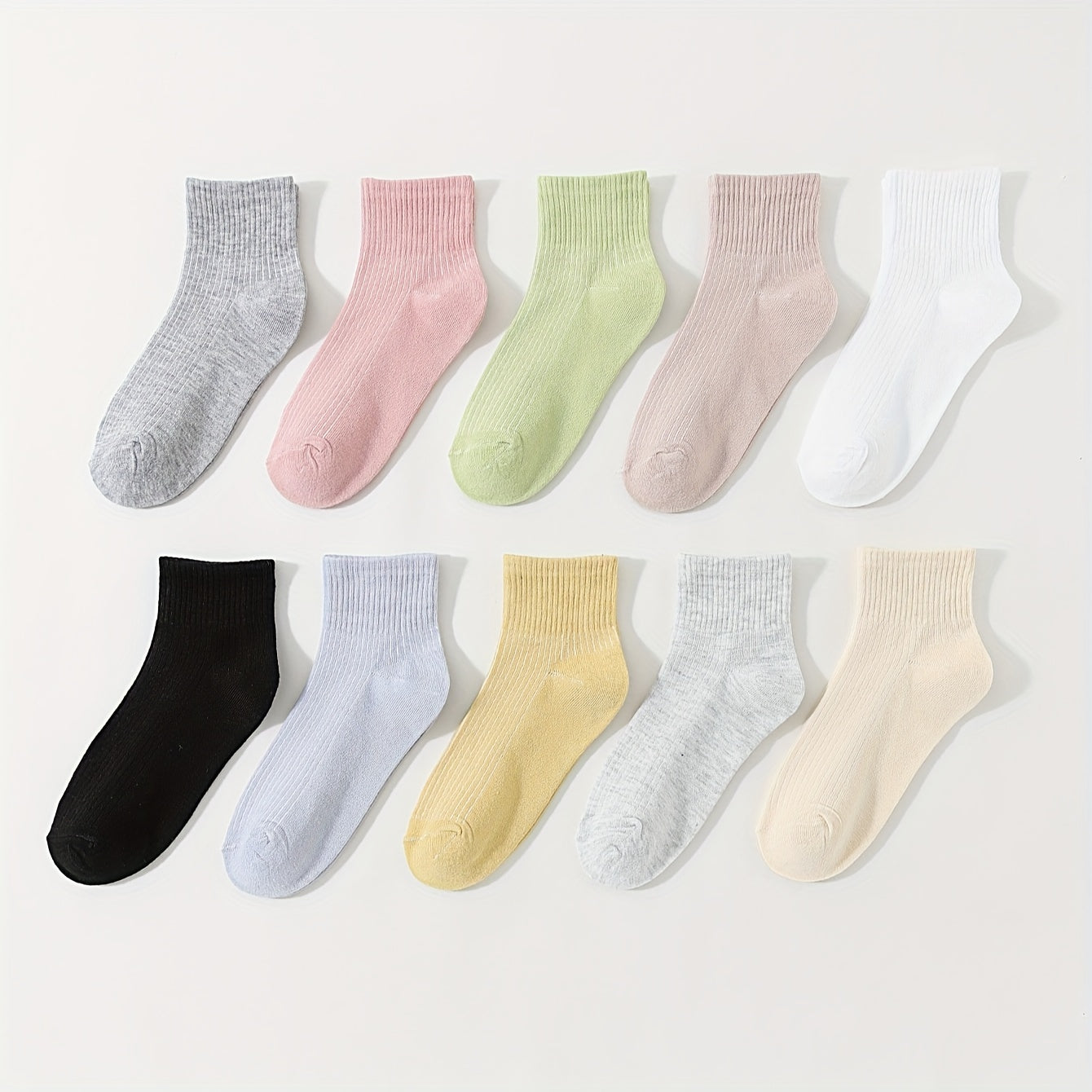 10 Pairs Solid Socks Breathable All match Women's Stockings