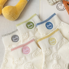 5 Pairs Smiling Face Pattern Socks Low Cut Ankle Socks Women's Stockings