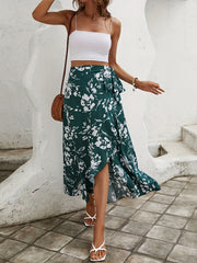 Floral Print High Waist Maxi Skirt