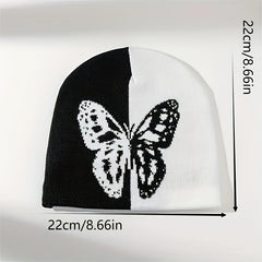 Y2K Jacquard Butterfly Beanie Knitted Hat Cap for Warmth