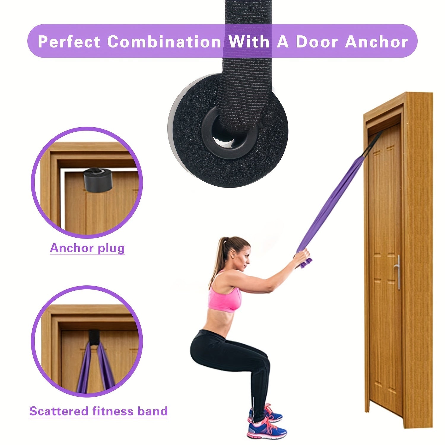 4pcs Resistance Bands Door Anchor Fitness Ropes 4 Resistance Level