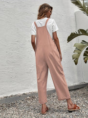 Casual Sleeveless Wide Leg Jumpsuit With Pockets Women's Clothing