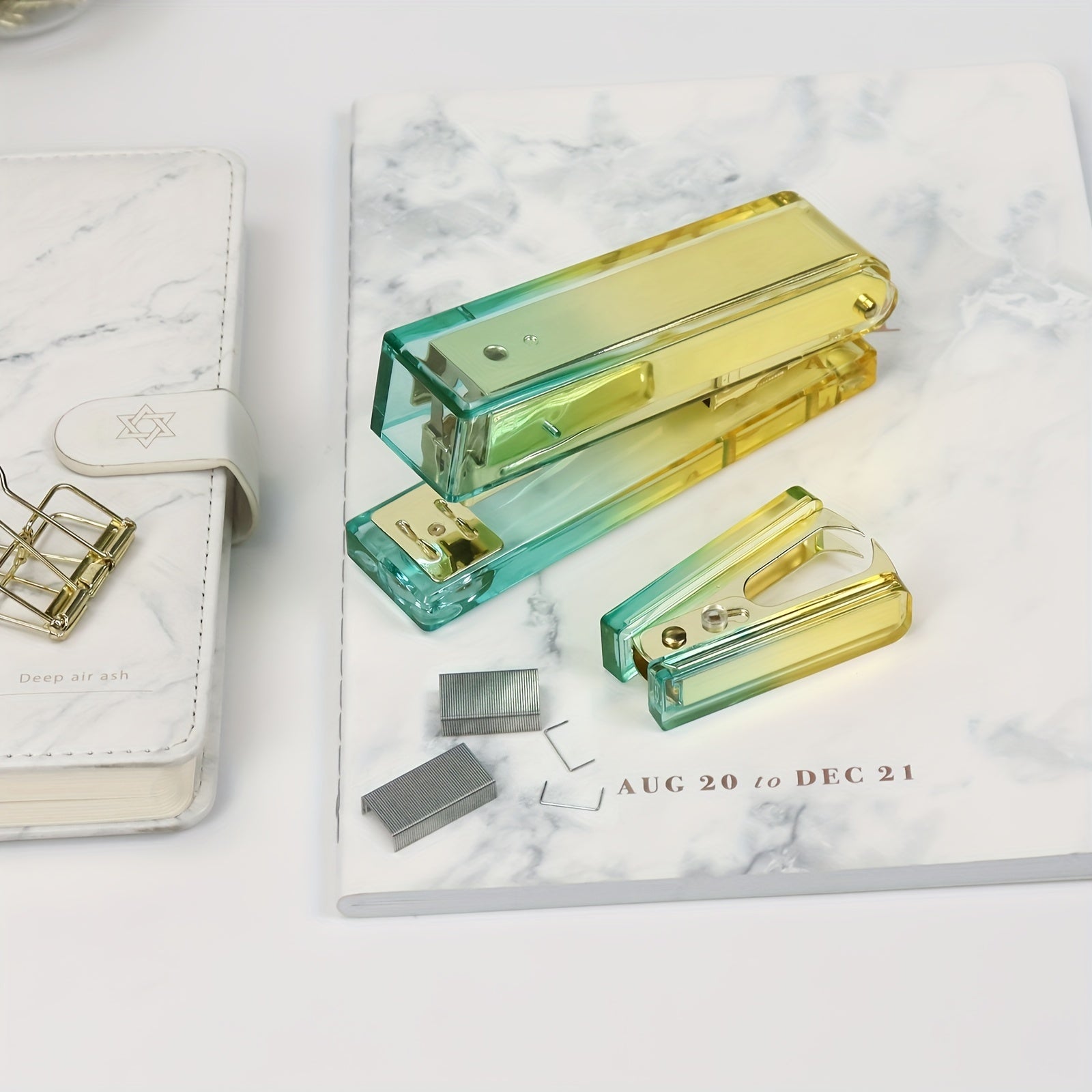 Yellow Gradient Stapler Transparent Acrylic Office Students