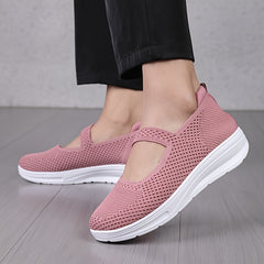 Women's Breathable Woven Sneakers Slip On Outdoor Shoes Low Top Walking Shoes