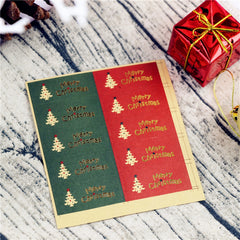 Festive Christmas Tree Red & Green Gift Stickers - Set of 50